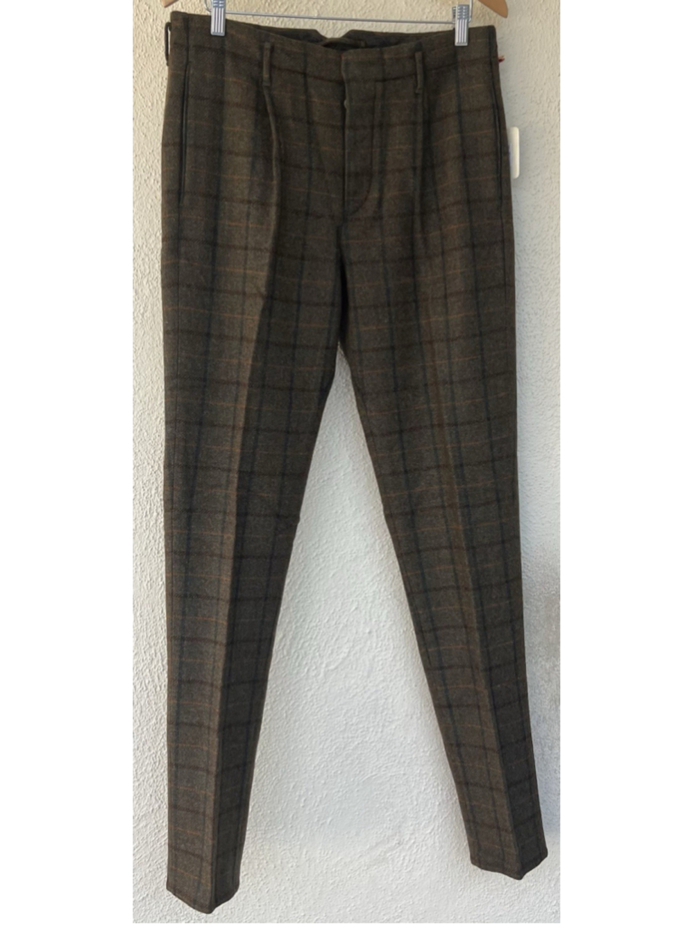 New Incotex Brown Plaid Wool Cashmere Dress Pants Men’s Size IT 48 US 32 Formal
